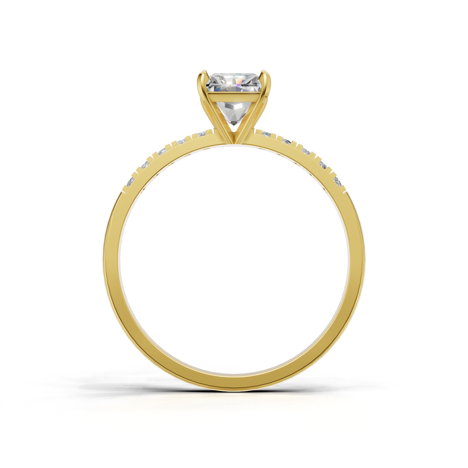Ring Radiant Side Dia 18k Yellow Gold 1ct
