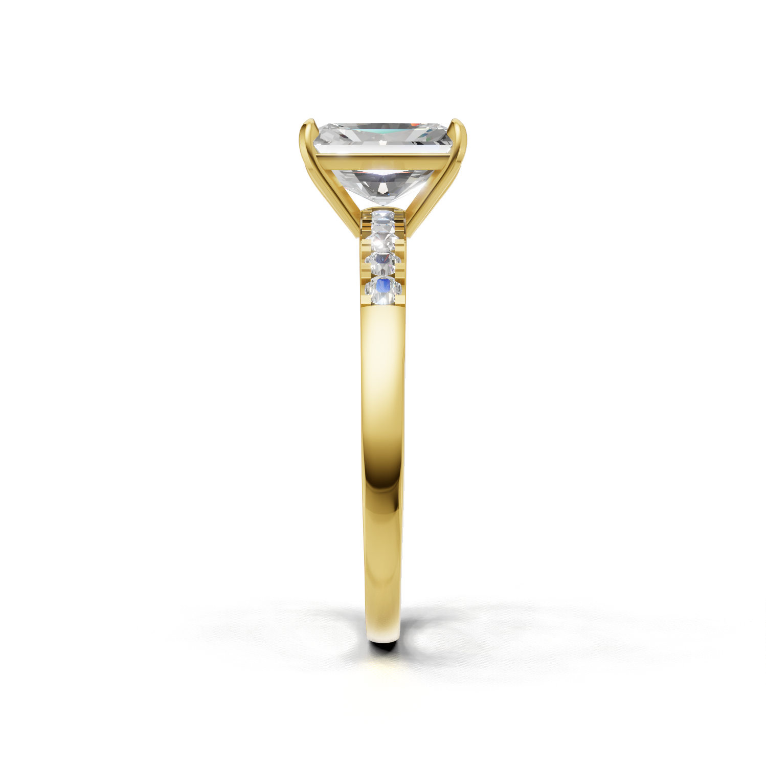 Ring Radiant Side Dia 18k Yellow Gold 1ct