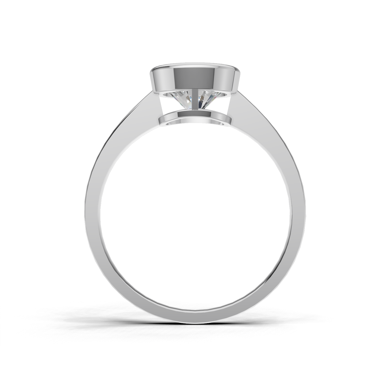 Ring Round Bezel 18k White Gold 1ct
