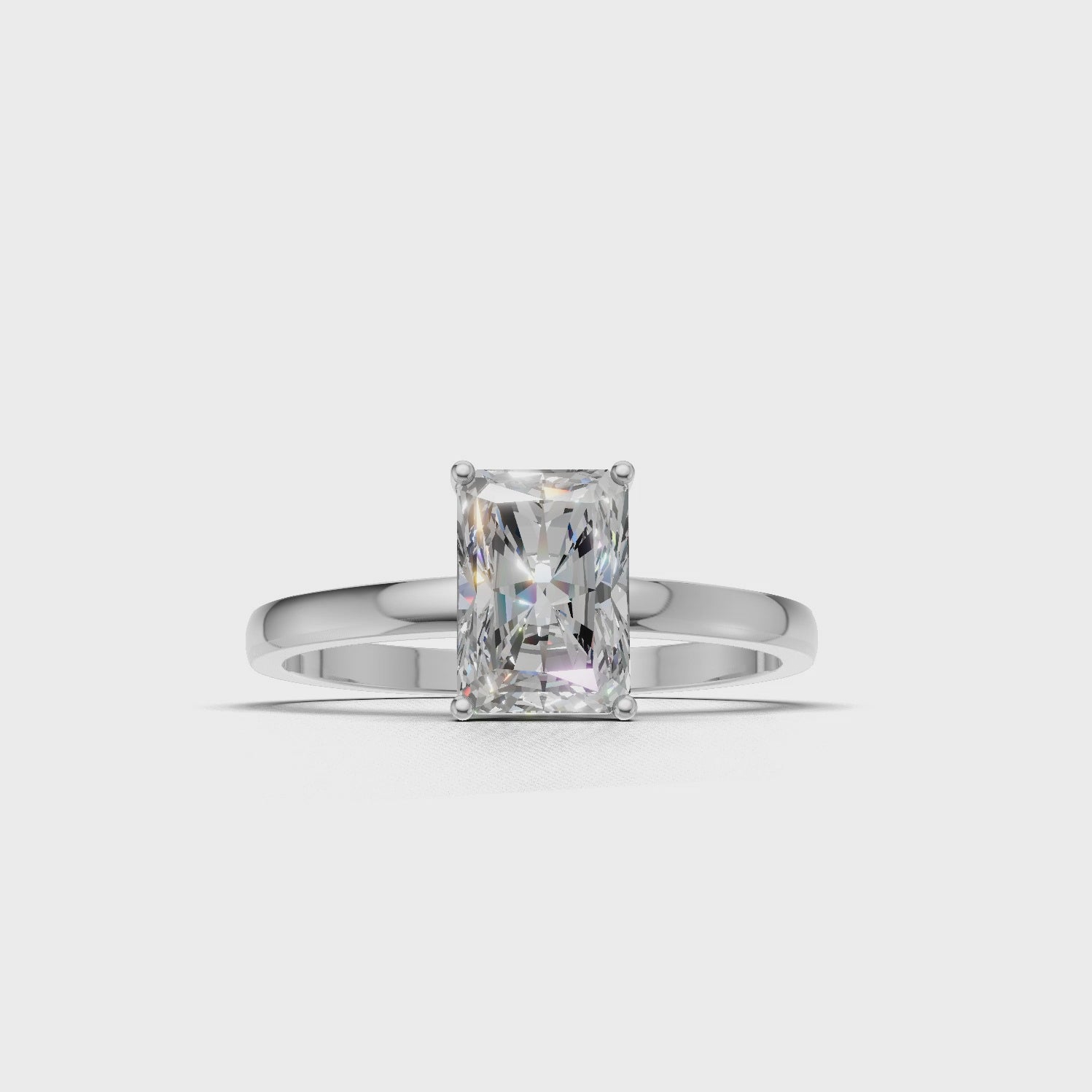 Ring Radiant Solitaire 18k White Gold 1ct :: RING RADIANT SOLITAIRE 18K White Gold 1ct 4.mp4