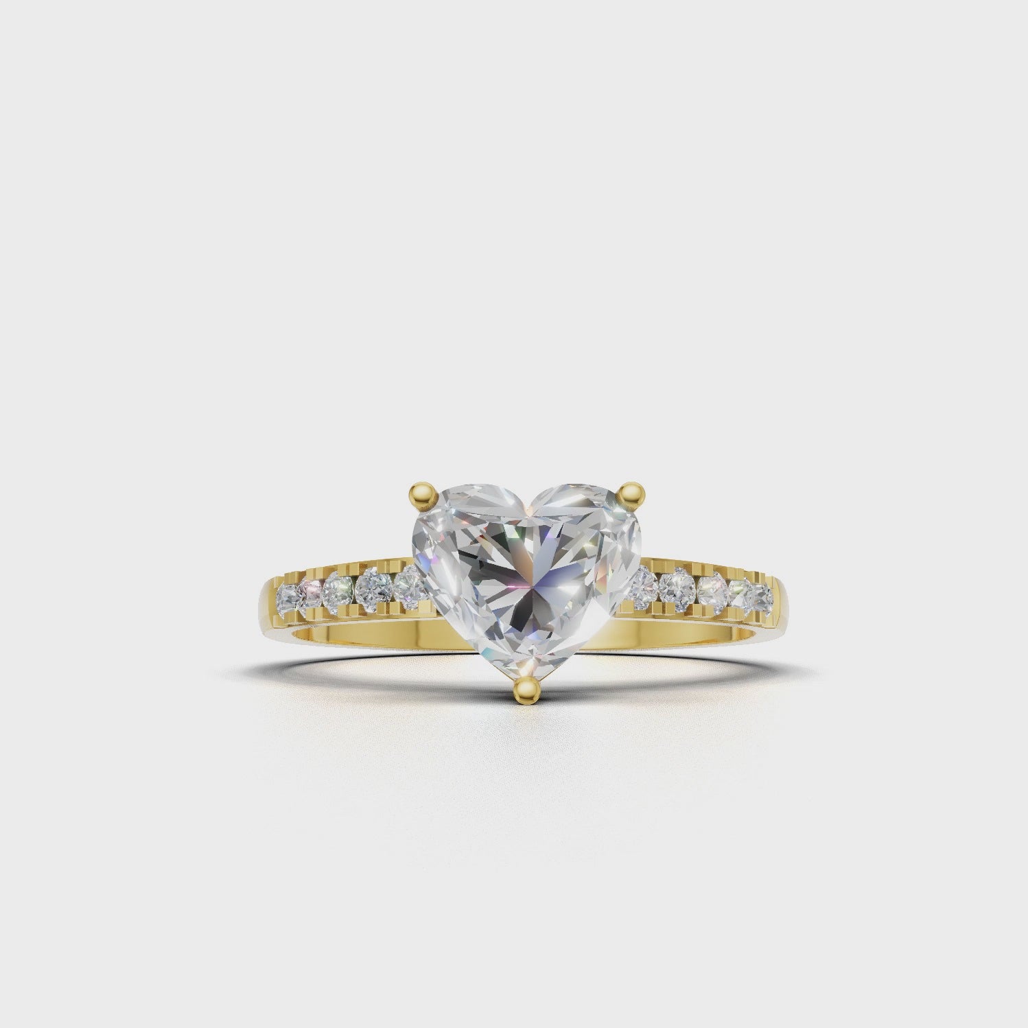 Ring Heart Side Dia 18k Yellow Gold 1ct :: RING HEART SIDE DIA 18K Yellow Gold 1ct 4.mp4