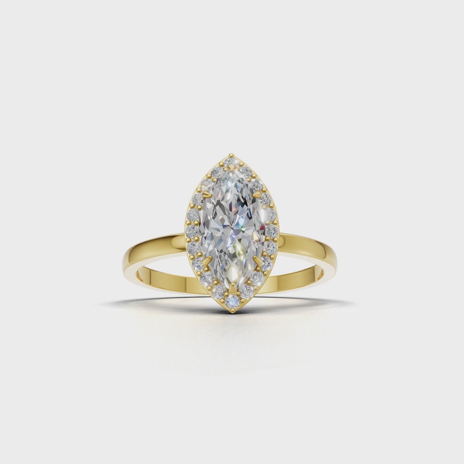 Ring Marquise Halo 18k Yellow Gold 1ct :: RING MARQUISE HALO 18K Yellow Gold 1ct 4.mp4