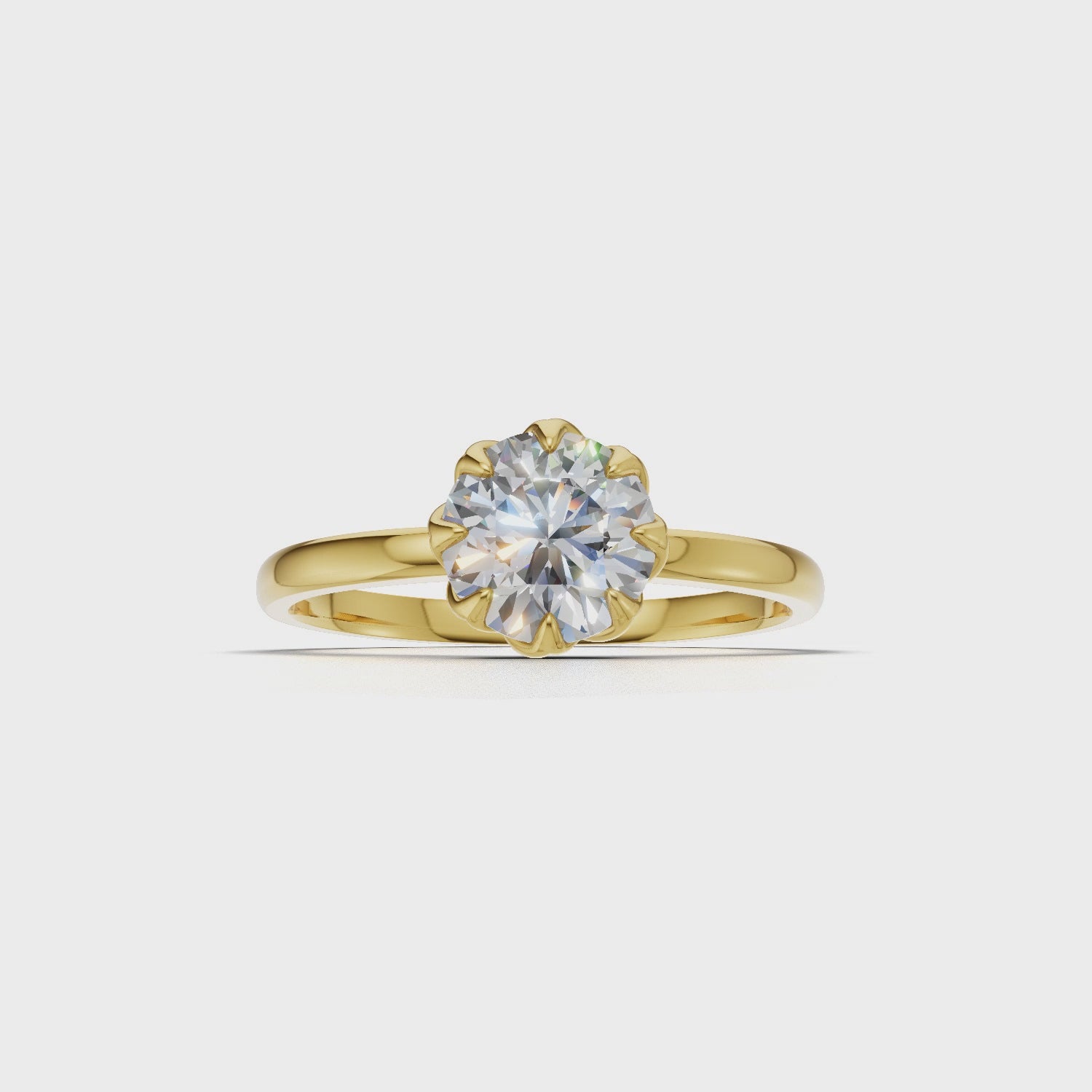 Portuguese Cut Ring Solitaire 18k Yellow Gold 1ct :: RING PORTUGUESE CUT K18 Yellow Gold 1ct 4.mp4
