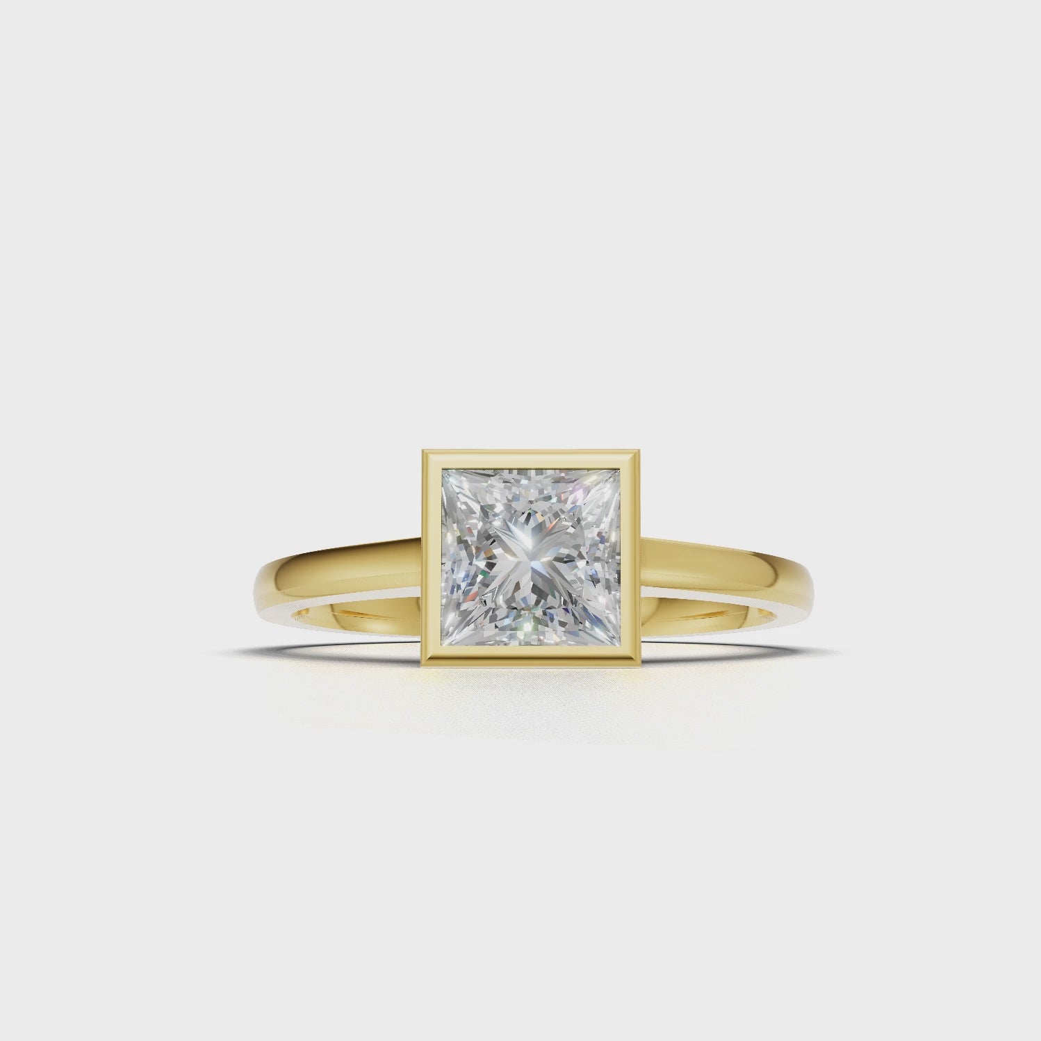 Ring Princess Bezel 18k Yellow Gold 1ct :: RING PRINCESS BEZEL 18K Yellow Gold 1ct 4.mp4
