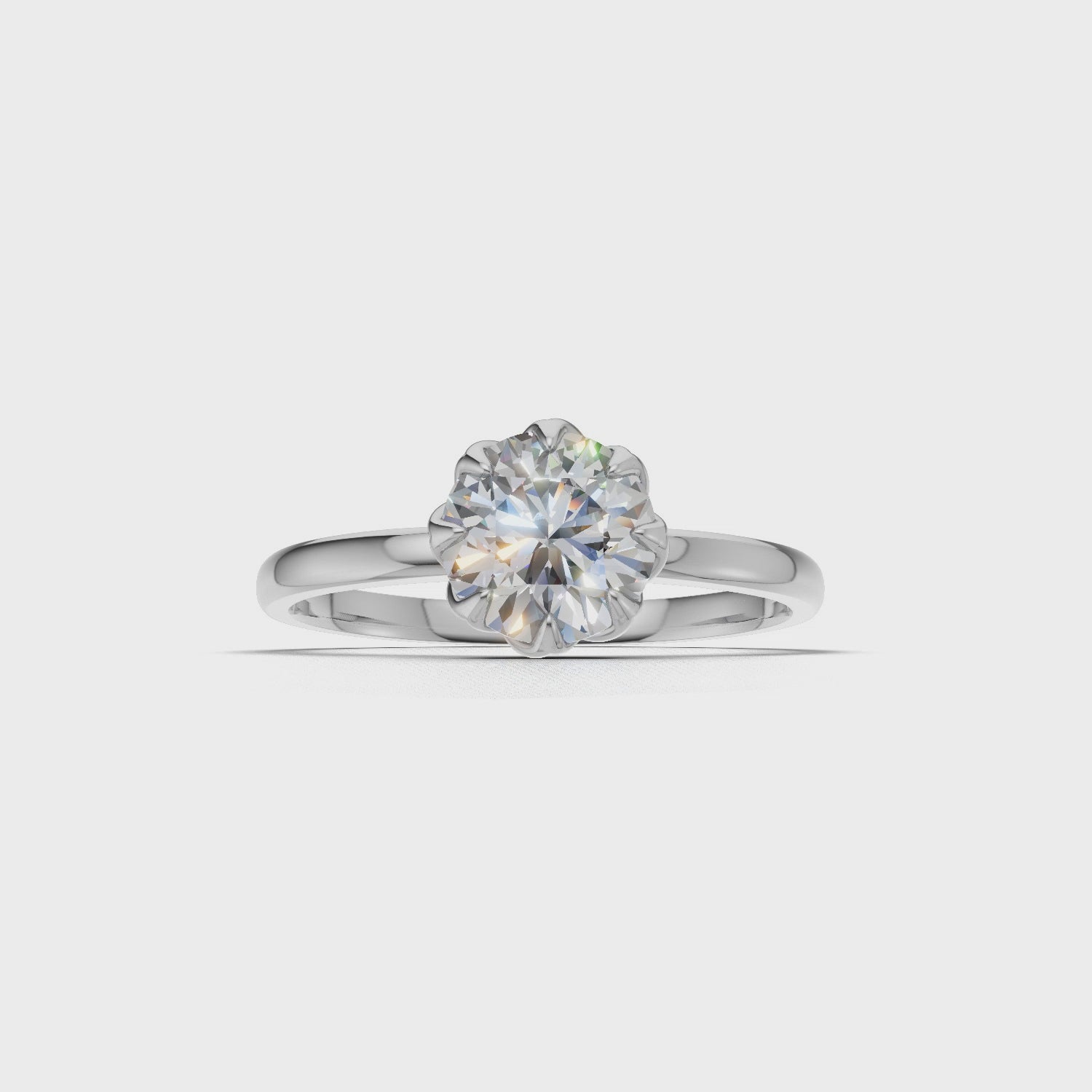 Portuguese Cut Ring Solitaire 18k White Gold 1ct :: RING PORTUGUESE CUT K18 White Gold 1ct 4.mp4