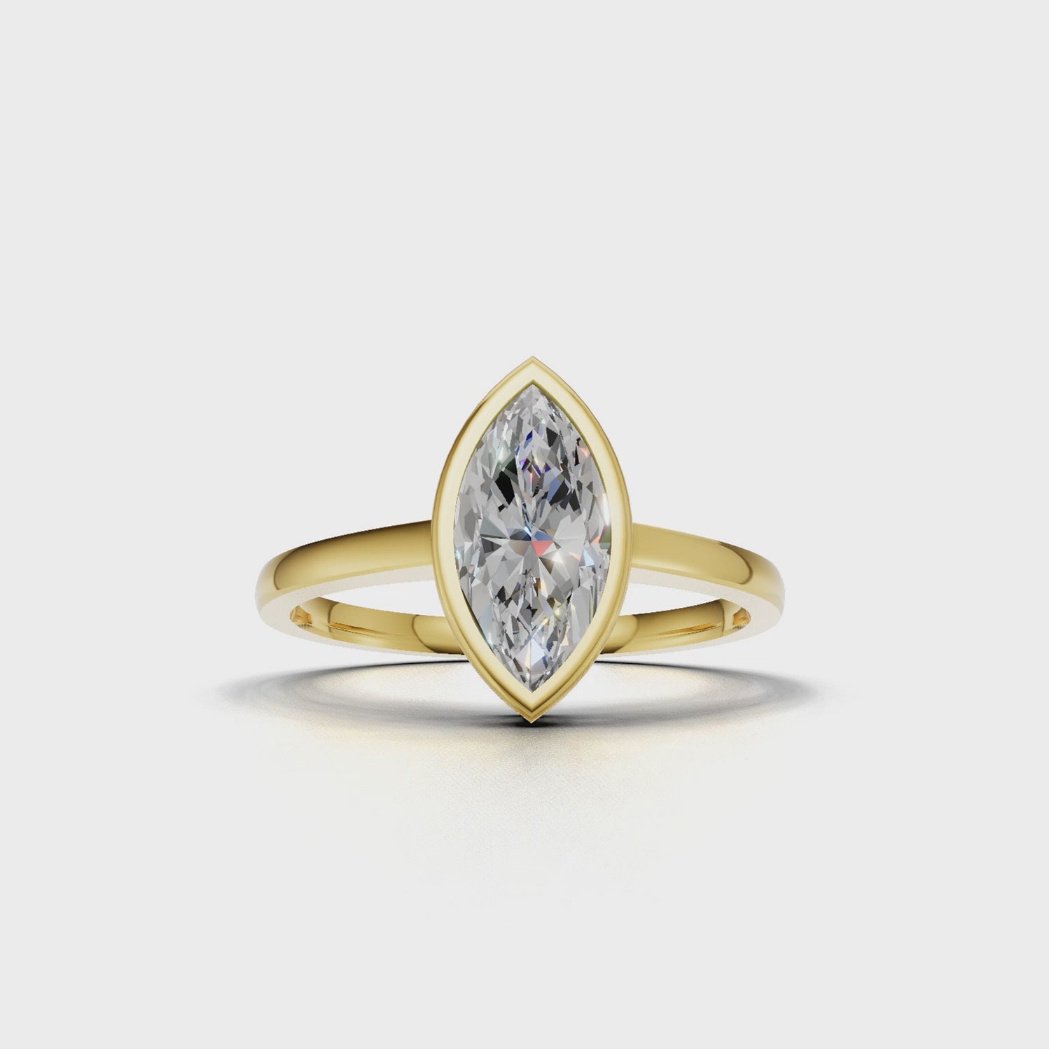 Ring Marquise Bezel 18k Yellow Gold 1ct :: RING MARQUISE BEZEL  K18 Yellow Gold 1ct 4.mp4