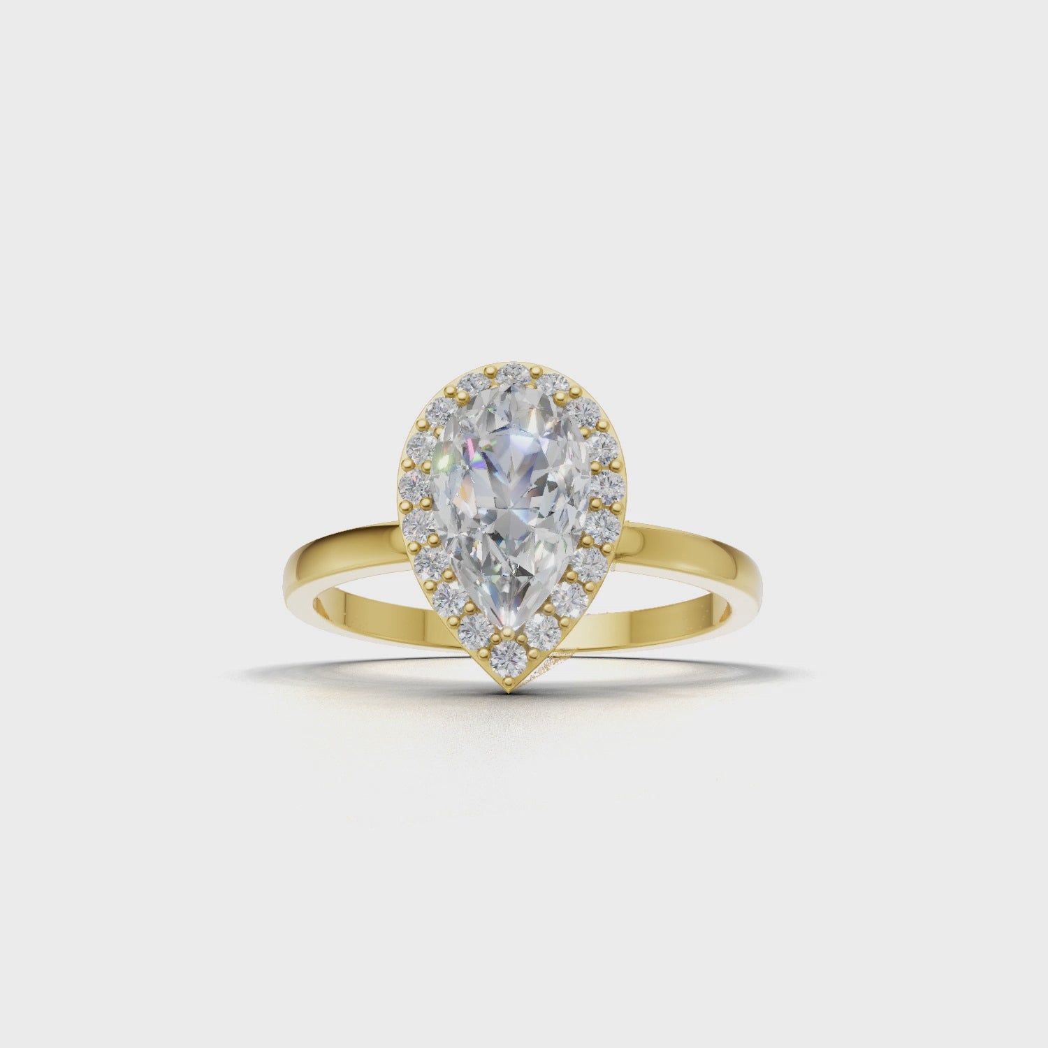 Ring Pear Halo 18k Yellow Gold 1ct :: RING PEAR HALO 18K Yellow Gold 1ct 4.mp4