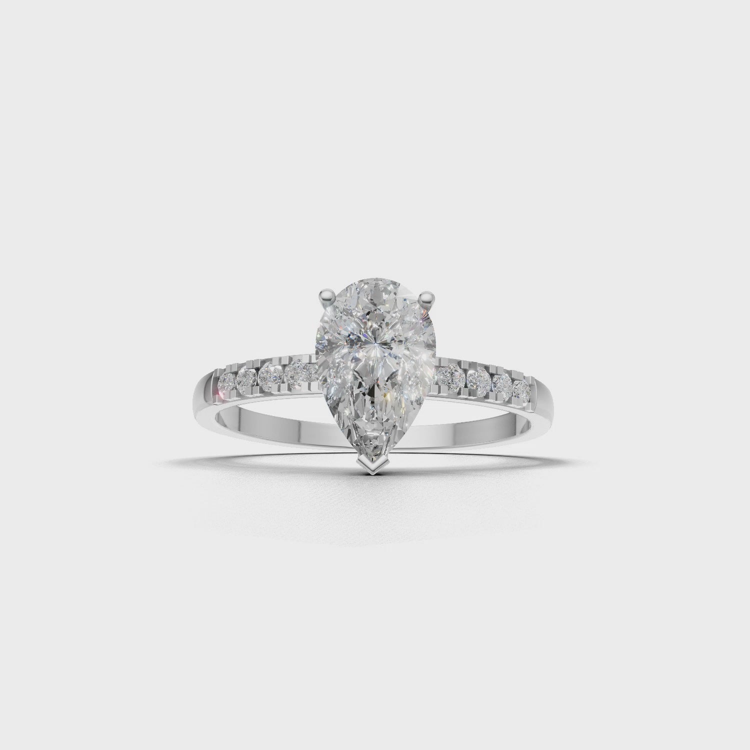 Ring Pear Side Dia 18k White Gold 1ct :: RING PEAR SIDE DIA 18K White Gold 1ct 4.mp4