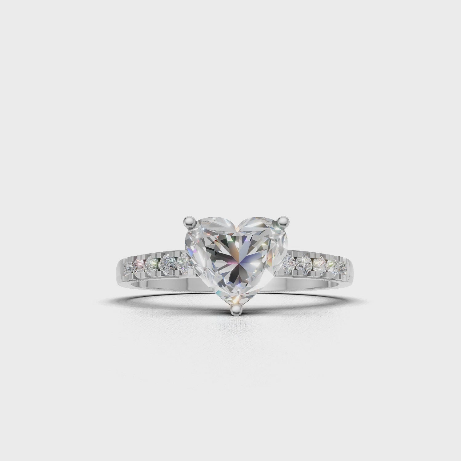Ring Heart Side Dia 18k White Gold 1ct :: RING HEART SIDE DIA 18K White Gold 1ct 4.mp4