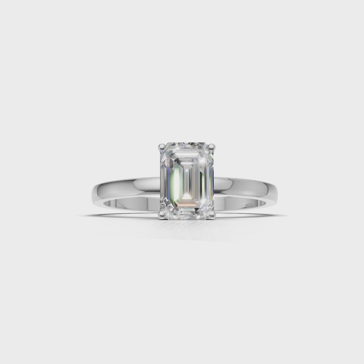 Load video: Ring Emerald Solitaire 18k White Gold 1ct :: RING EMERALD SOLITAIRE White Gold 1ct 4.mp4