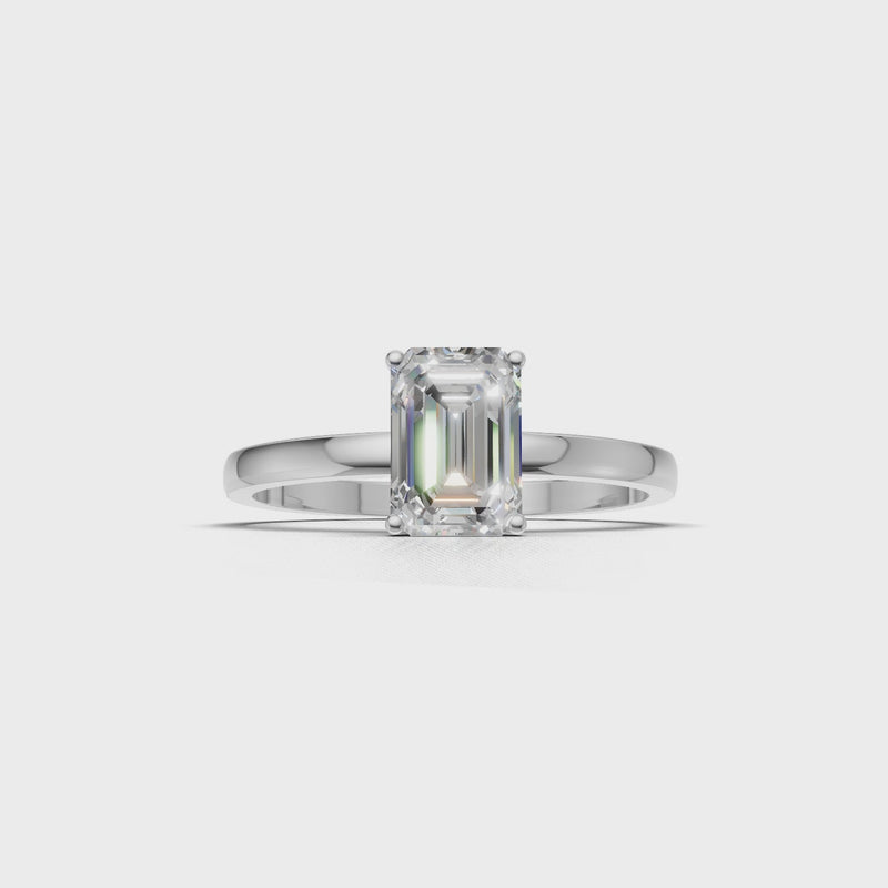 Ring Emerald Solitaire 18k White Gold 1ct :: RING EMERALD SOLITAIRE White Gold 1ct 4.mp4
