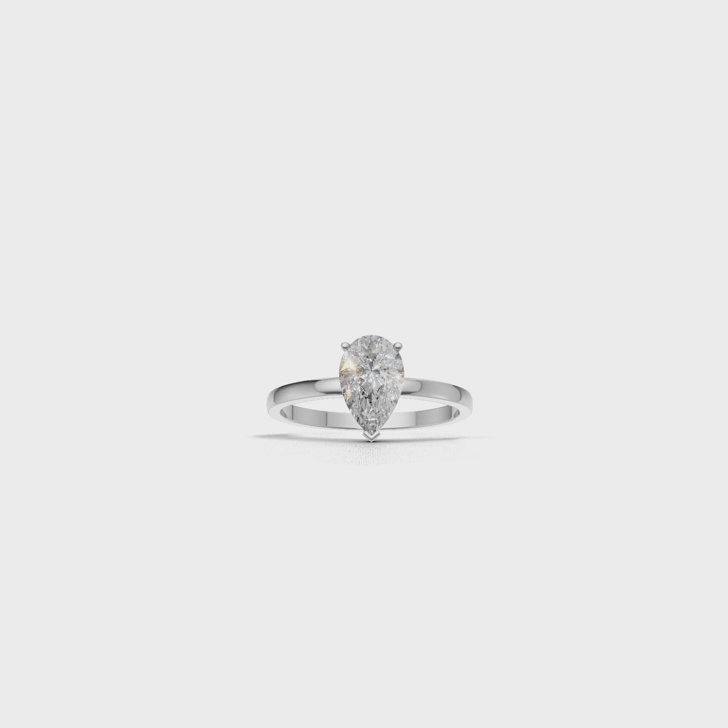 Ring Pear Solitaire 18k White Gold 1ct :: RING PEAR SOLITAIRE 18K White Gold 1ct 4.mp4