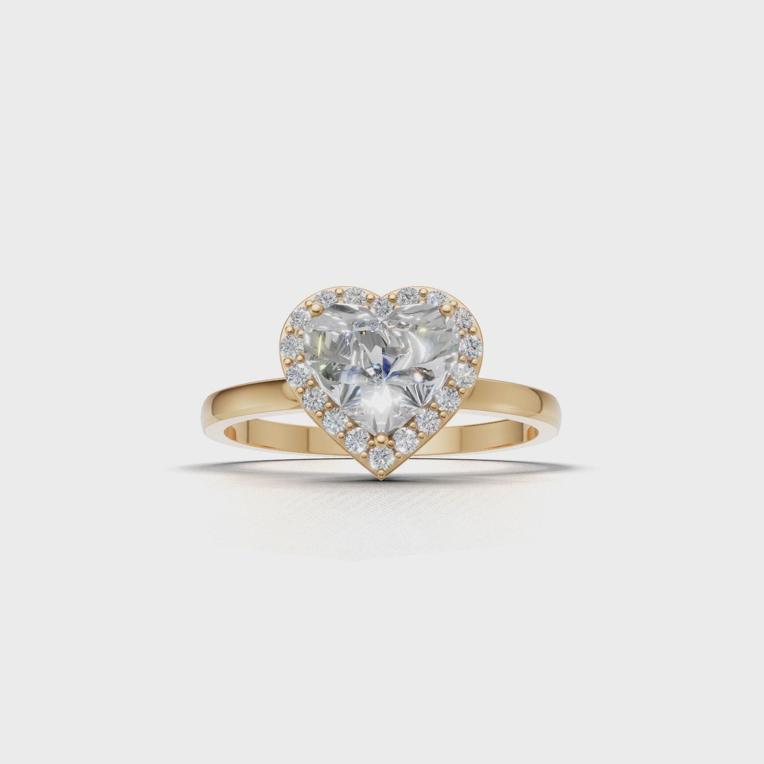 Ring Heart Halo 18k Yellow Gold 1ct :: RING_HEART_HALO_1_CTobj_White Gold-14k_4.mp4