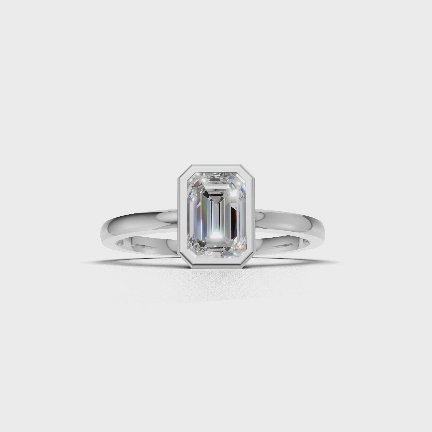 Ring Emerald Bezel 18k White Gold 1ct :: RING EMERALD BEZEL 18K White Gold 1ct 4.mp4
