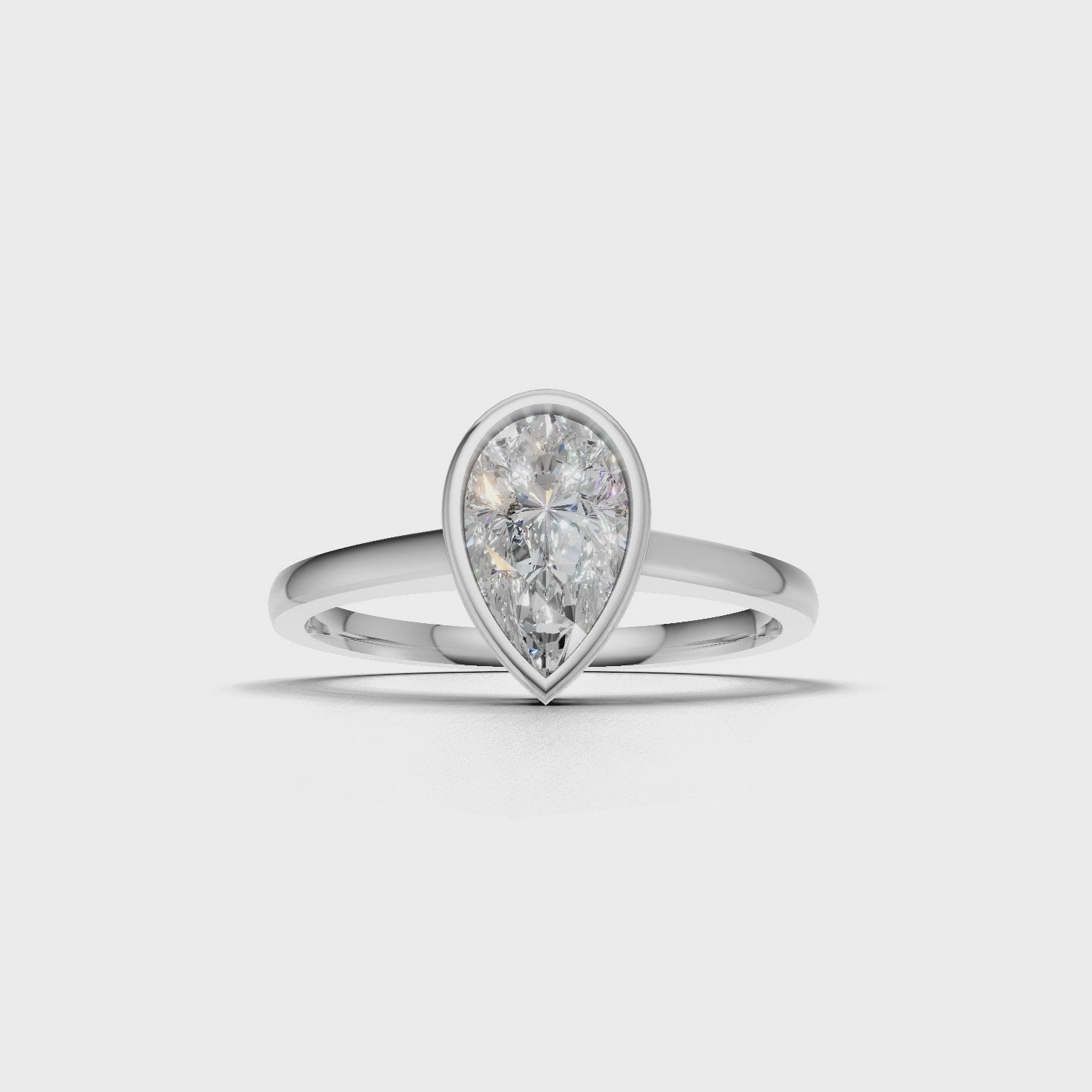 Ring Pear Bezel 18k White Gold 1ct :: RING PEAR BEZEL 18K White Gold 1ct 4.mp4