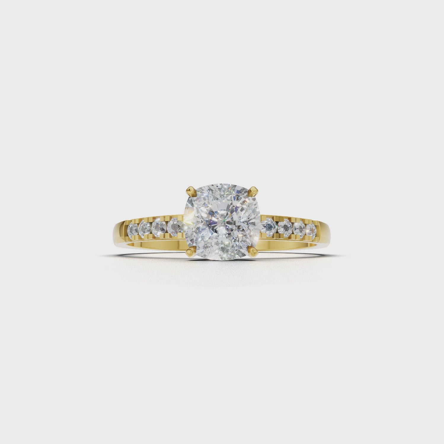 Ring Cushion Side Dia 18k Yellow Gold 1ct :: RING CUSHION SIDE DIA 18K Yellow Gold 1ct 4.mp4