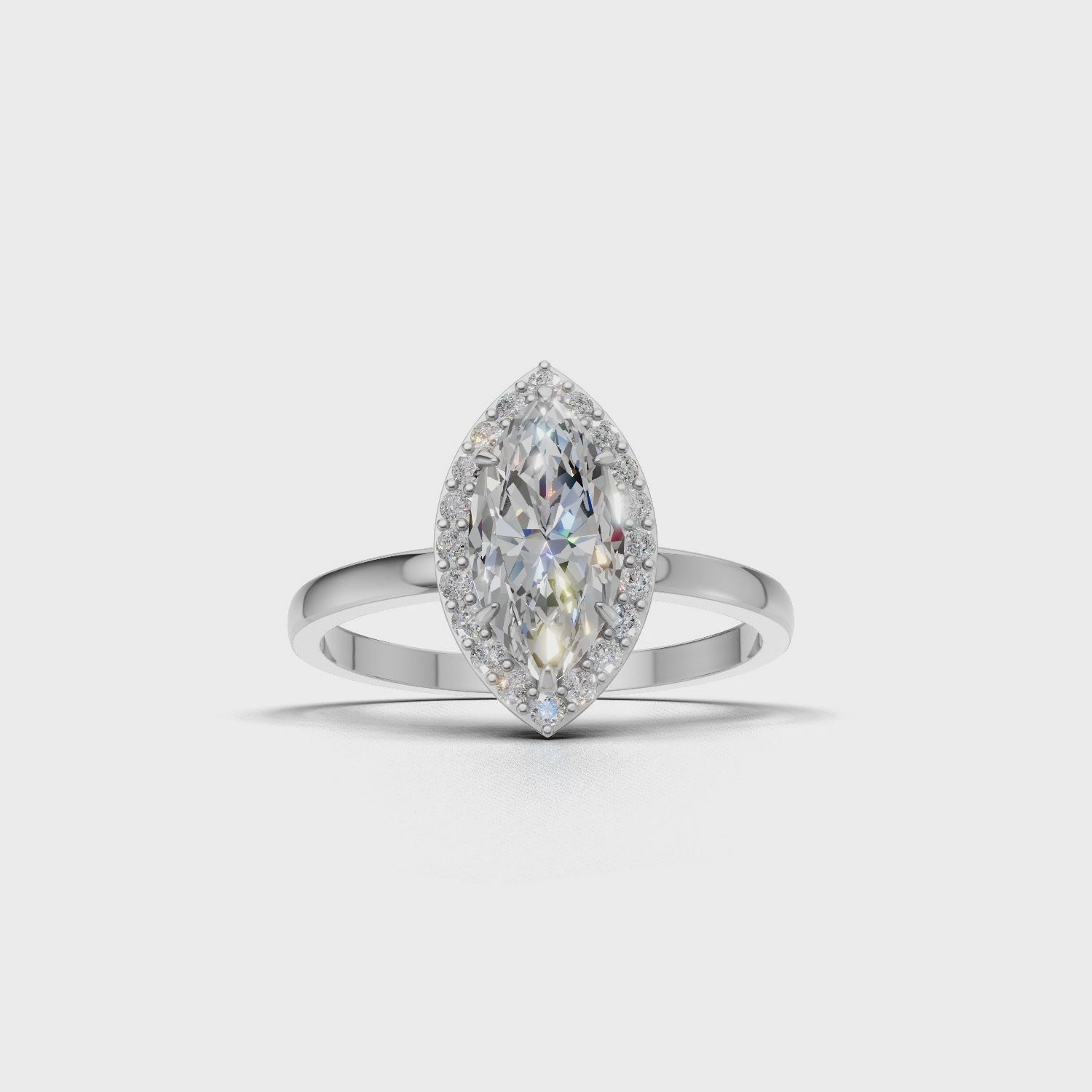 Ring Marquise Halo 18k White Gold 1ct :: RING MARQUISE HALO 18K White Gold 1ct 4.mp4
