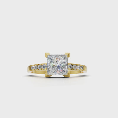 Ring Princess Side Dia 18k Yellow Gold 1ct :: RING PRINCESS SIDE DIA 18K Yellow Gold 1ct 4.mp4