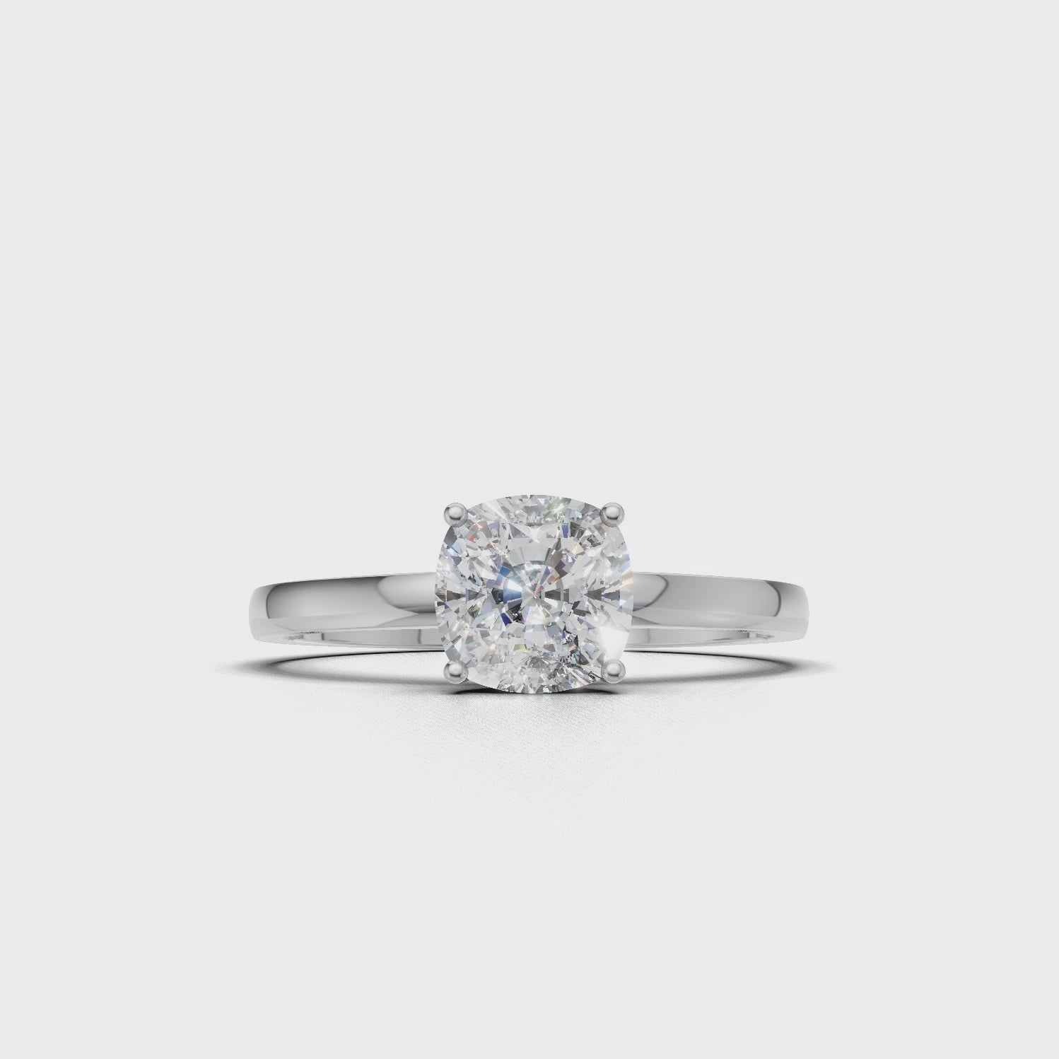 Ring Cushion Solitaire 18k White Gold 1ct :: RING CUSHION SOLITAIRE 18K White Gold 1ct 4.mp4
