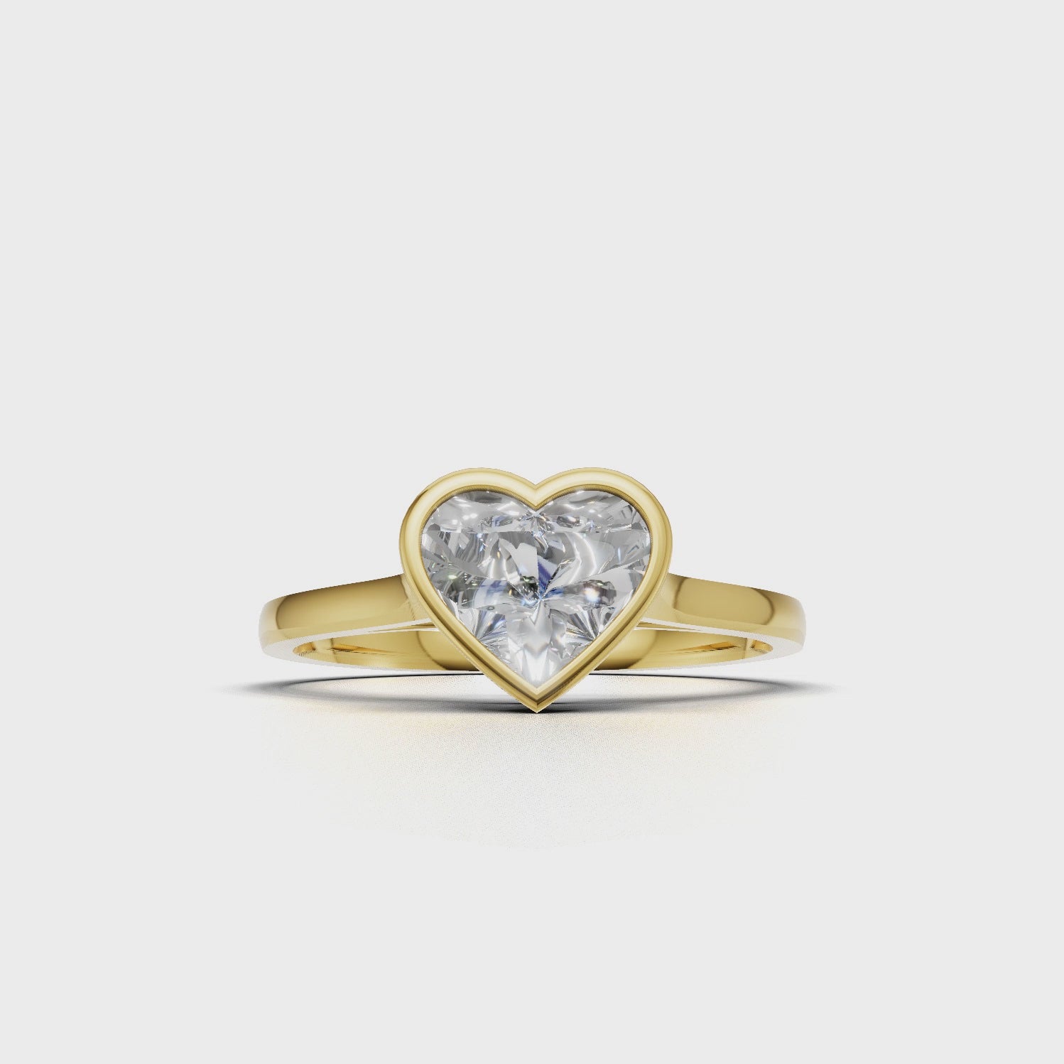 Ring Heart Bezel 18k Yellow Gold 1ct :: RING HEART BEZEL 18K Yellow Gold 1ct 4.mp4