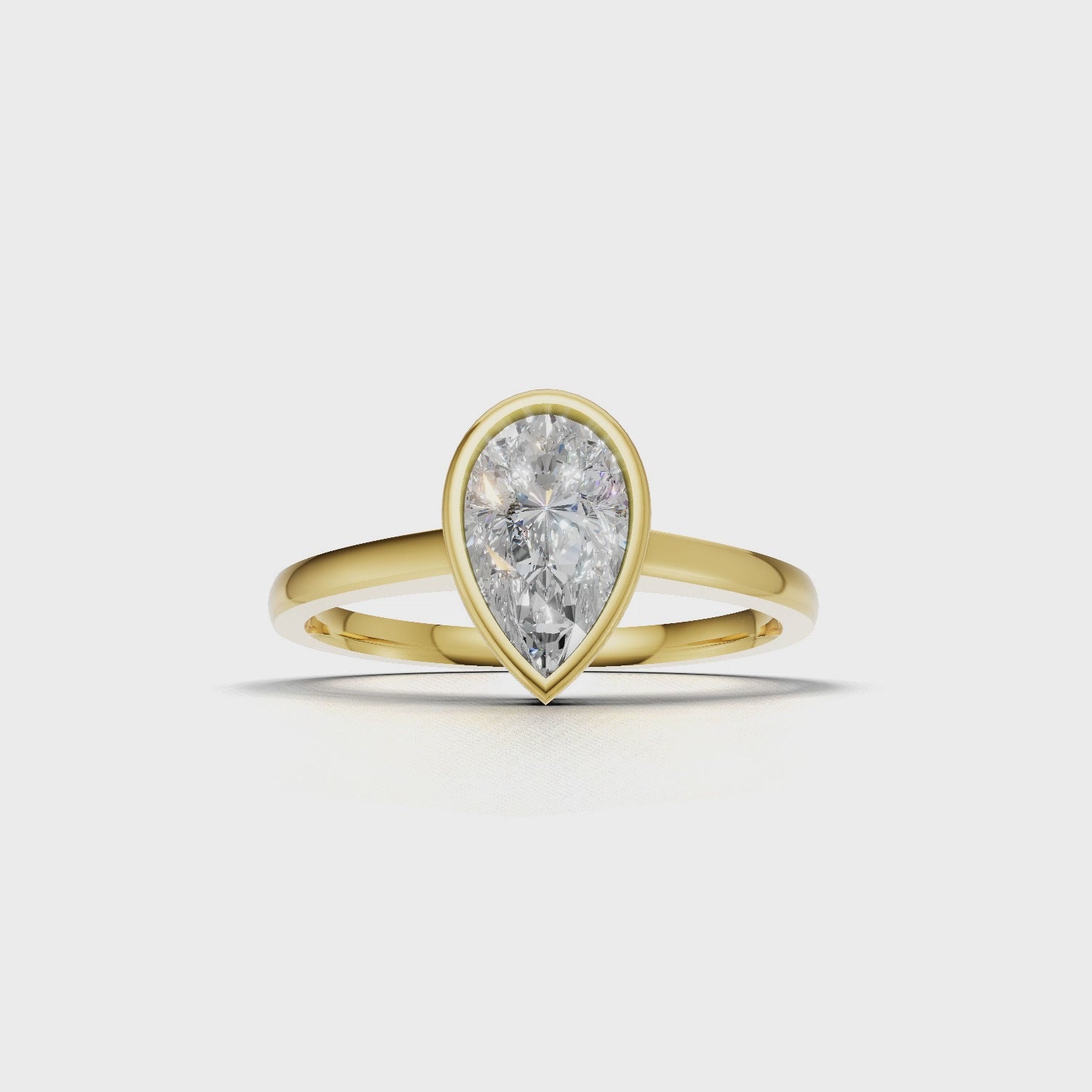 Ring Pear Bezel 18k Yellow Gold 1ct :: RING PEAR BEZEL 18K Yellow Gold 1ct 4.mp4