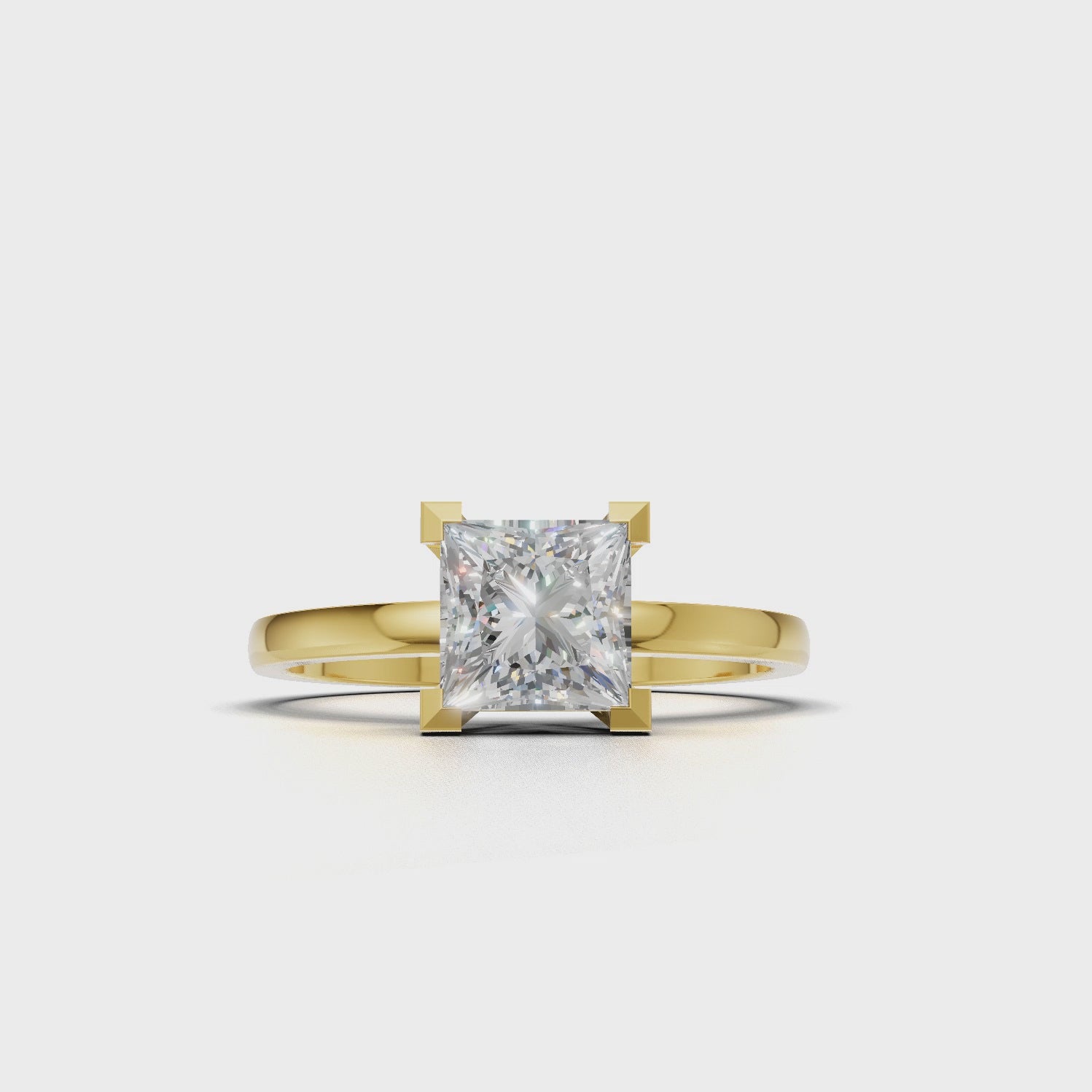 Ring Princess Solitaire 18k Yellow Gold 1ct :: RING PRINCESS SOLITAIRE 18K Yellow Gold 1ct 4.mp4