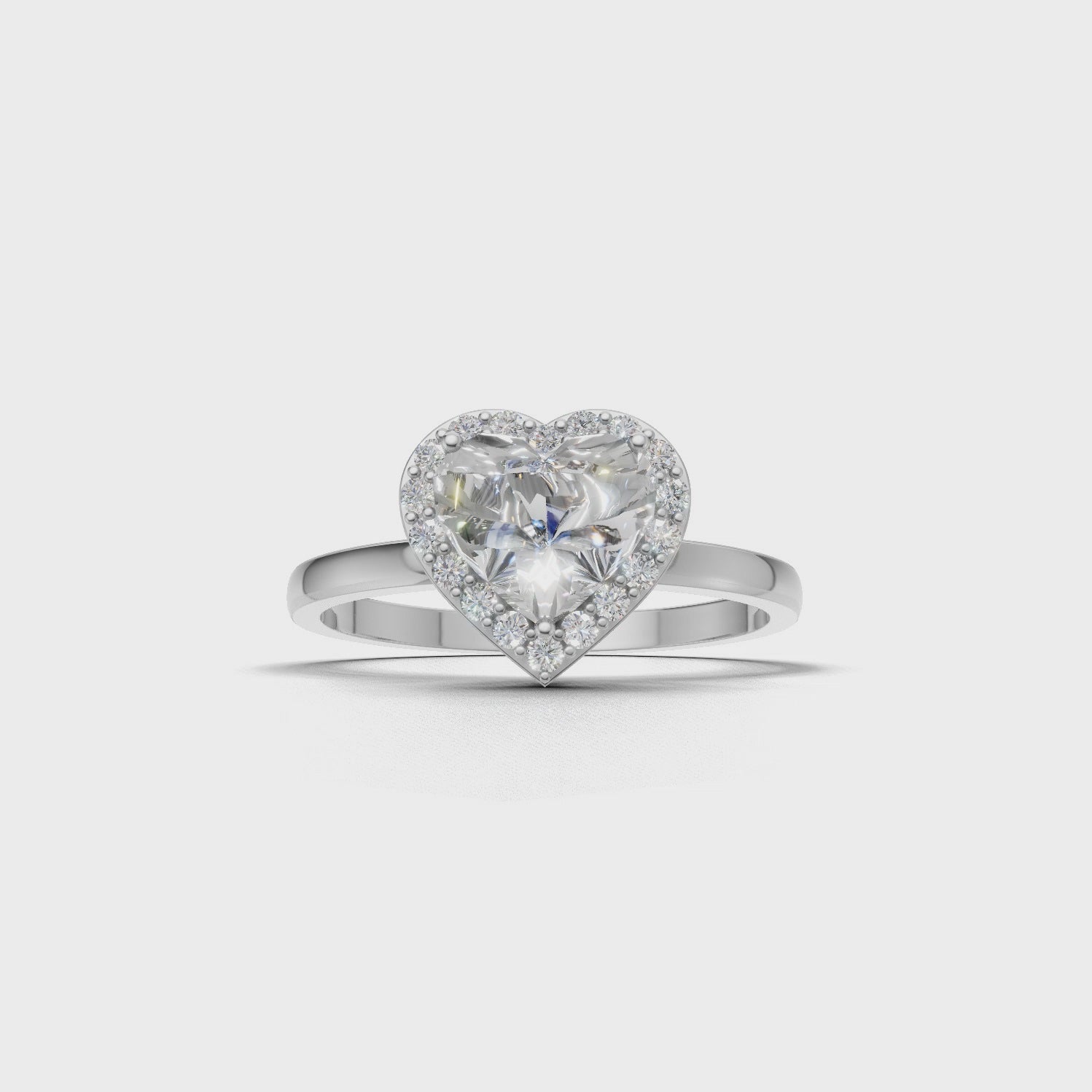 Ring Heart Halo 18k White Gold 1ct :: RING HEART HALO 18K White Gold 1ct 4.mp4