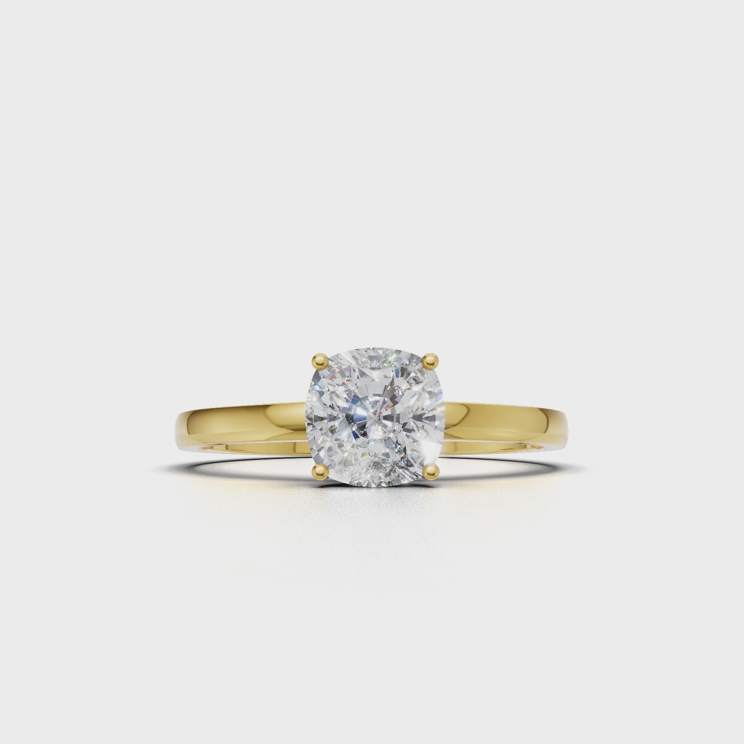 Ring Cushion Solitaire 18k Yellow Gold 1ct :: RING CUSHION SOLITAIRE 18K Yellow Gold 1ct 4.mp4