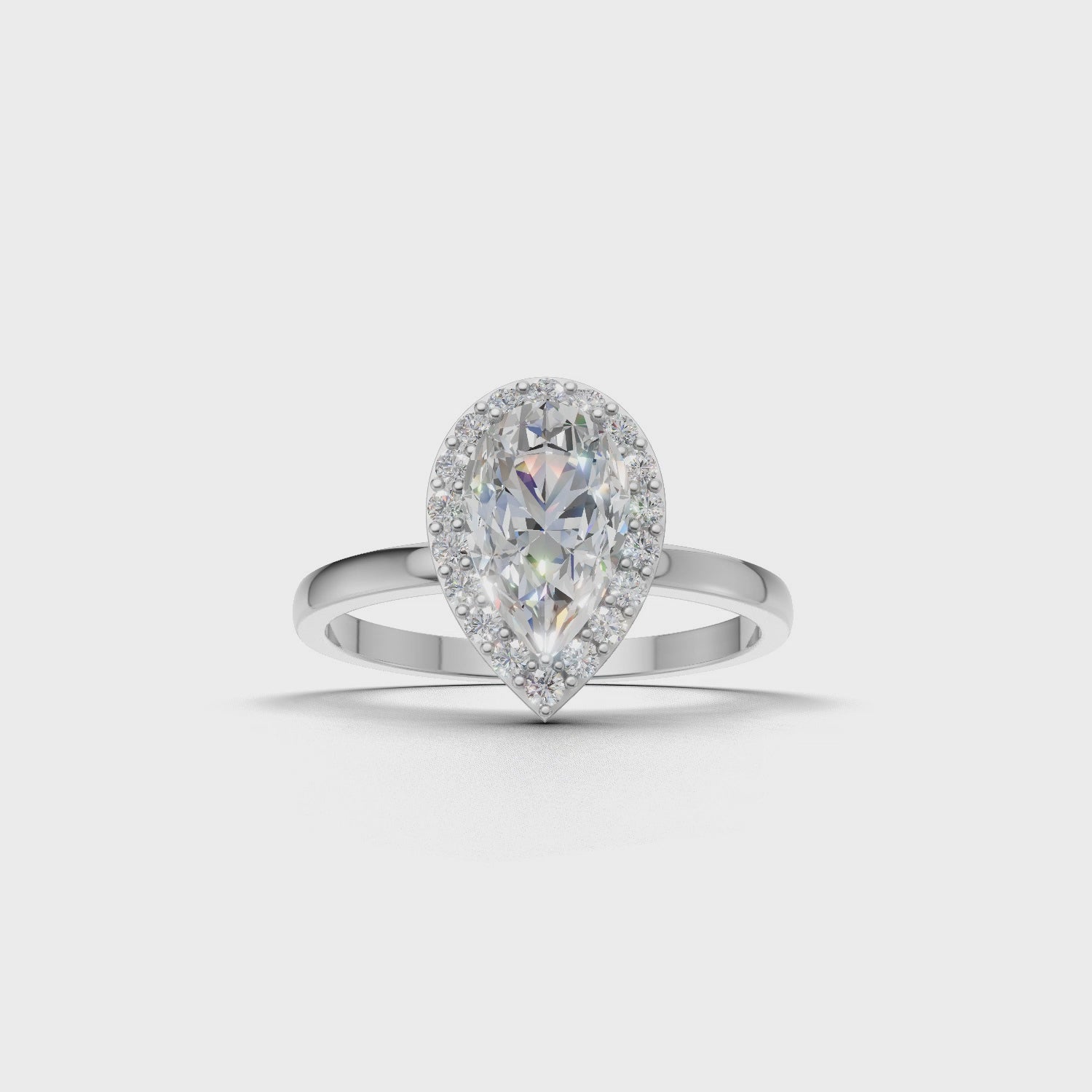 Ring Pear Halo 18k White Gold 1ct :: RING PEAR HALO 18K White Gold 1ct 4.mp4