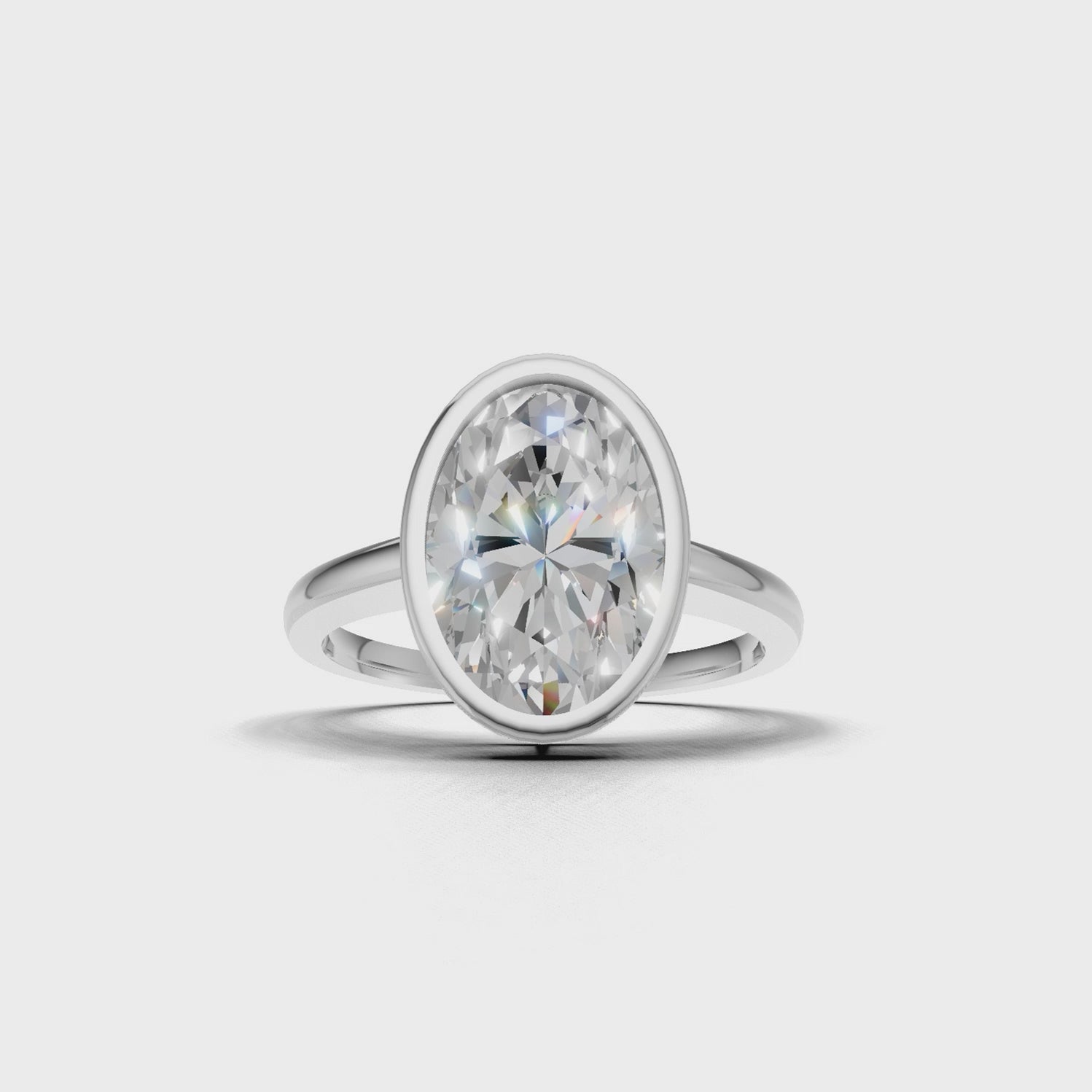 Ring Oval Bezel 18k White Gold 1ct :: RING OVAL BEZEL K18 White Gold 1ct.mp4