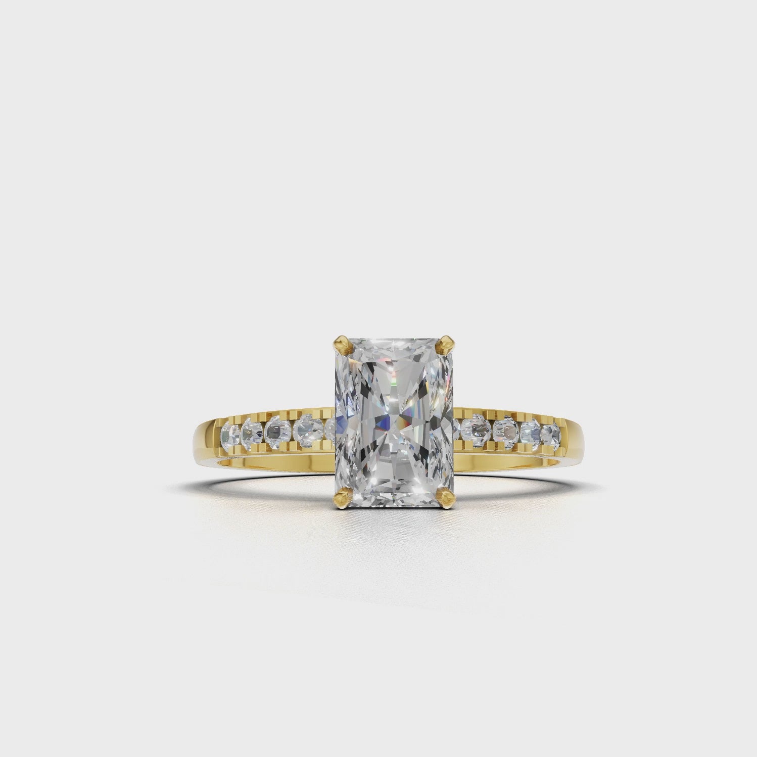 Ring Radiant Side Dia 18k Yellow Gold 1ct :: RING RADIANT SIDE DIA 18K Yellow Gold 1ct 4.mp4