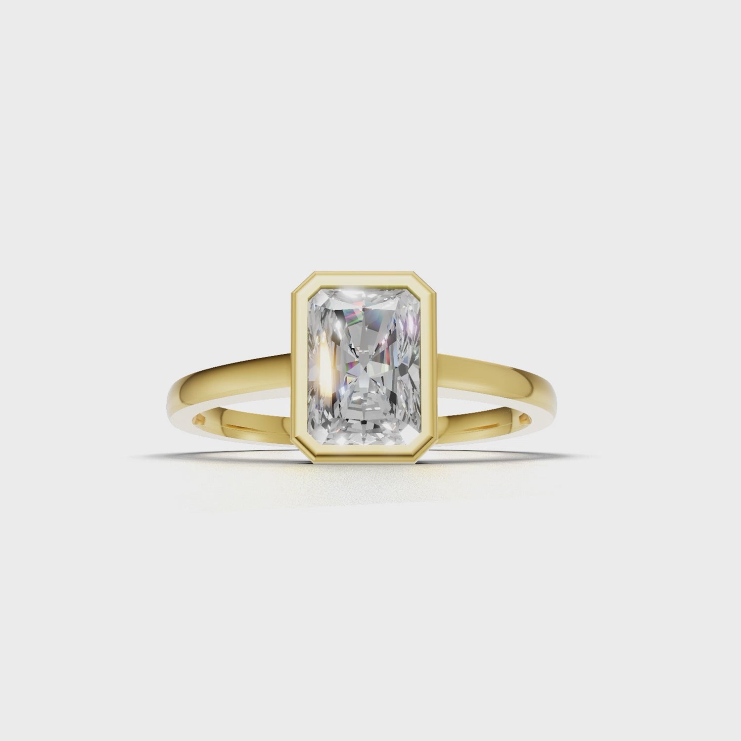 Ring Radiant Bezel 18k Yellow Gold 1ct :: RING RADIANT BEZEL K18 Yellow Gold 1ct 4.mp4