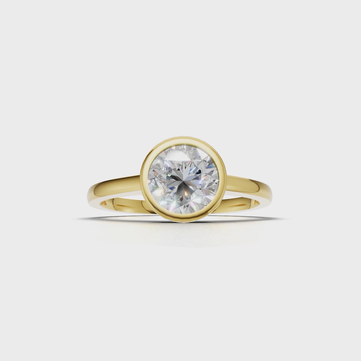 Ring Round Bezel 18k Yellow Gold 1ct :: RING ROUND BEZEL K18 Yellow Gold 1ct 4.mp4