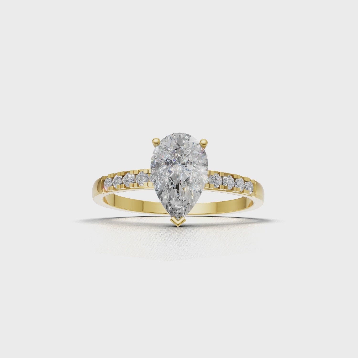 Ring Pear Side Dia 18k Yellow Gold 1ct :: RING PEAR SIDE DIA 18K Yellow Gold 1ct 4.mp4