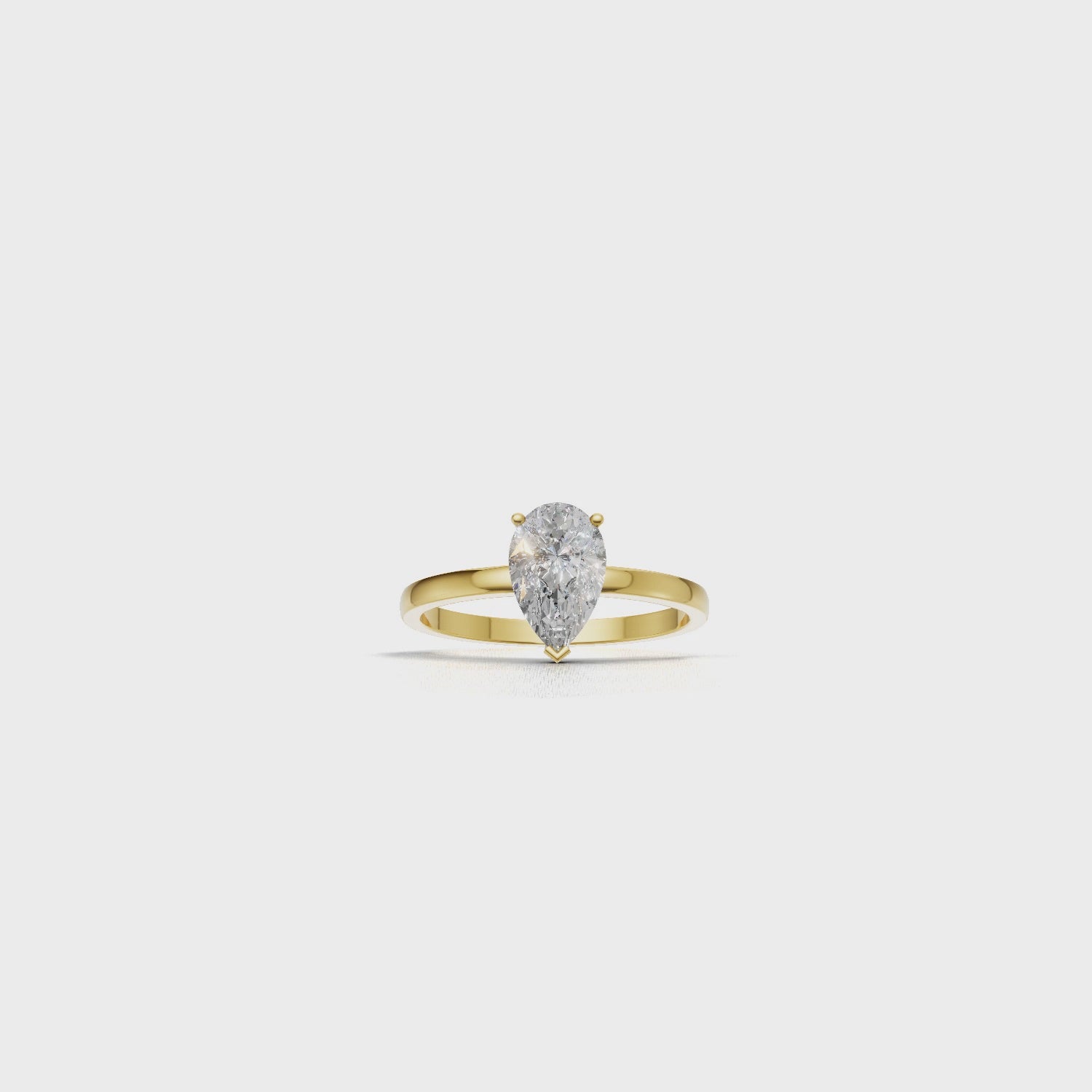 Ring Pear Solitaire 18k Yellow Gold 1ct :: RING PEAR SOLITAIRE 18K Yellow Gold 1ct 4.mp4