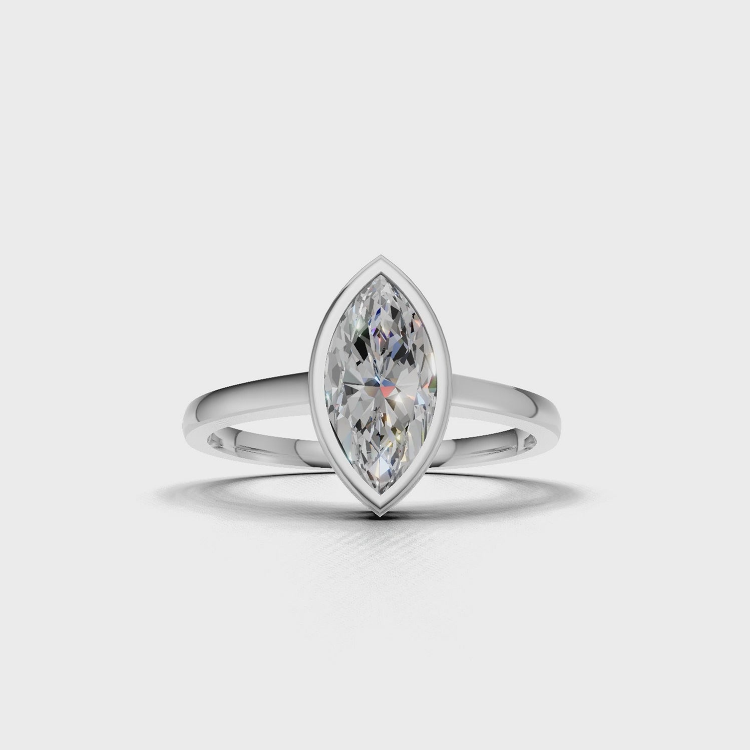 Ring Marquise Bezel 18k White Gold 1ct :: RING MARQUISE BEZEL  K18 White Gold 1ct.mp4
